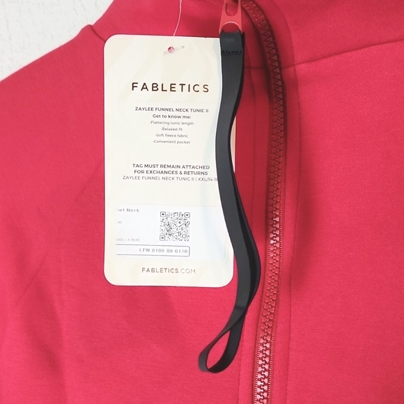 NWT Fabletics red sweatshirt top, zip back, thumb holes, sz XL - Picture 5 of 10